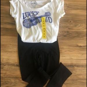 Lucky Brand T-shirt’s and SunFrog Leggings.